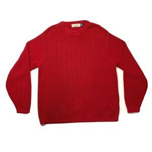 Vintage Bill Blass Chunky Knit Sweater Pullover USA Made Hand Framed Crew Neck L